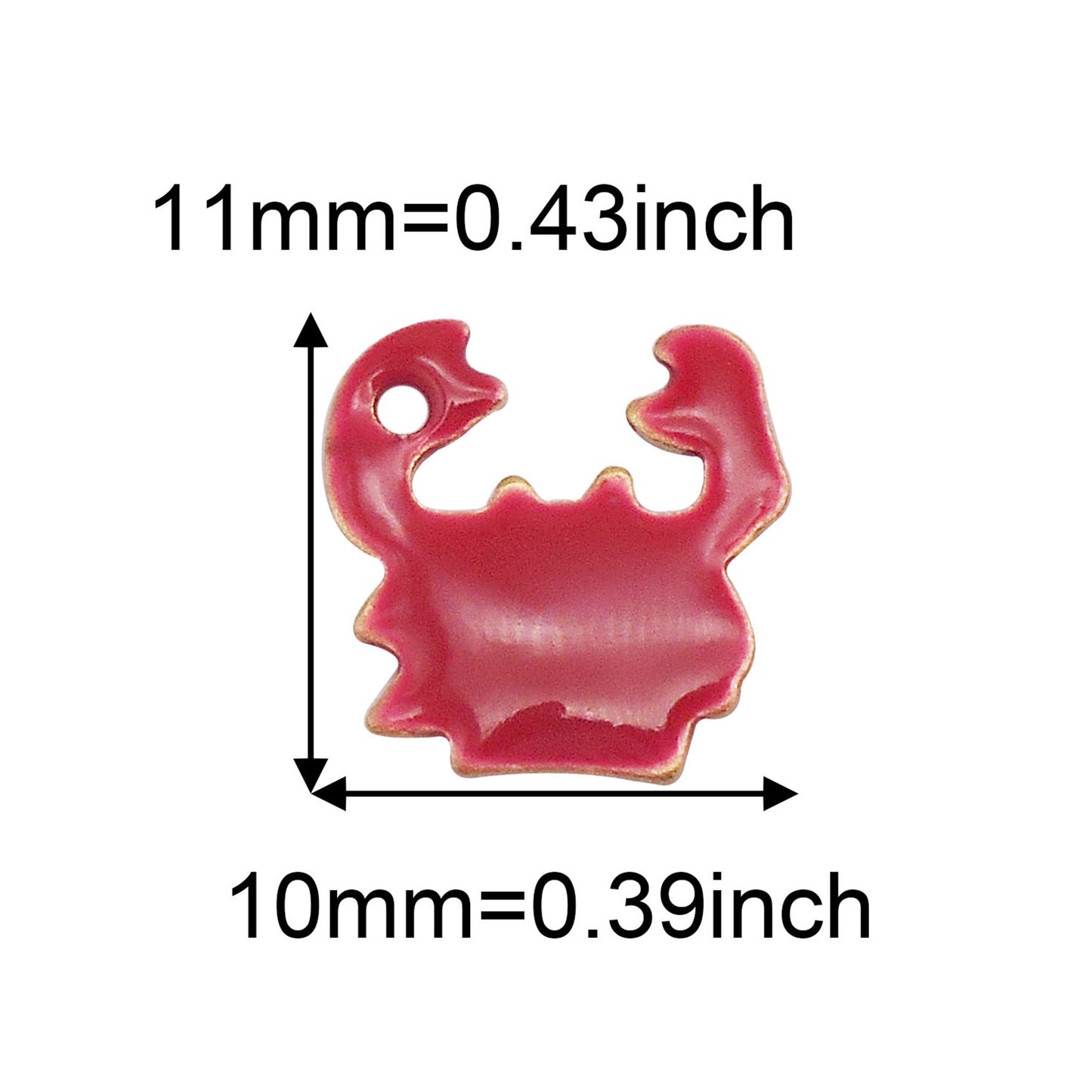5Pcs Brass Enamel Crab Charms 11x10mm Double-Sided Design Sea Crab Pendant for Jewelry Making, DIY Crafts Decor