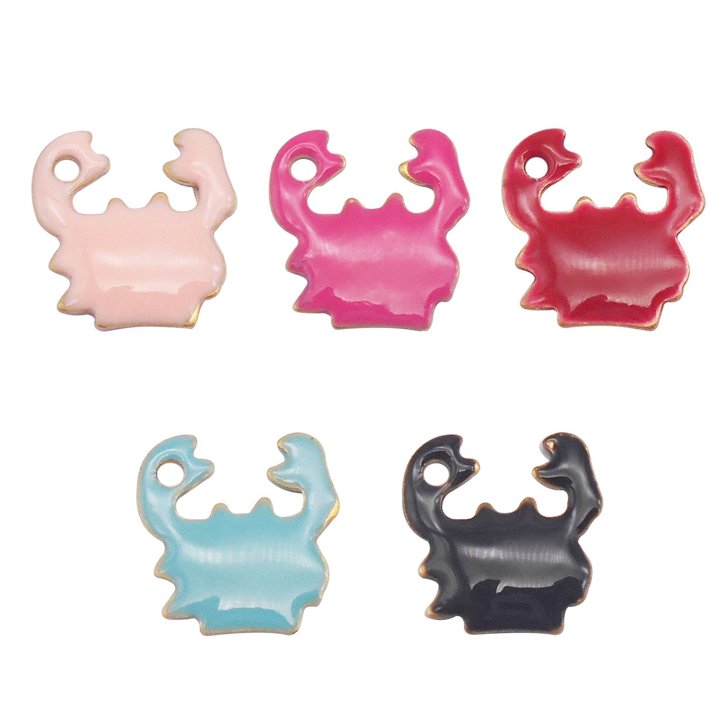 5Pcs Brass Enamel Crab Charms 11x10mm Double-Sided Design Sea Crab Pendant for Jewelry Making, DIY Crafts Decor