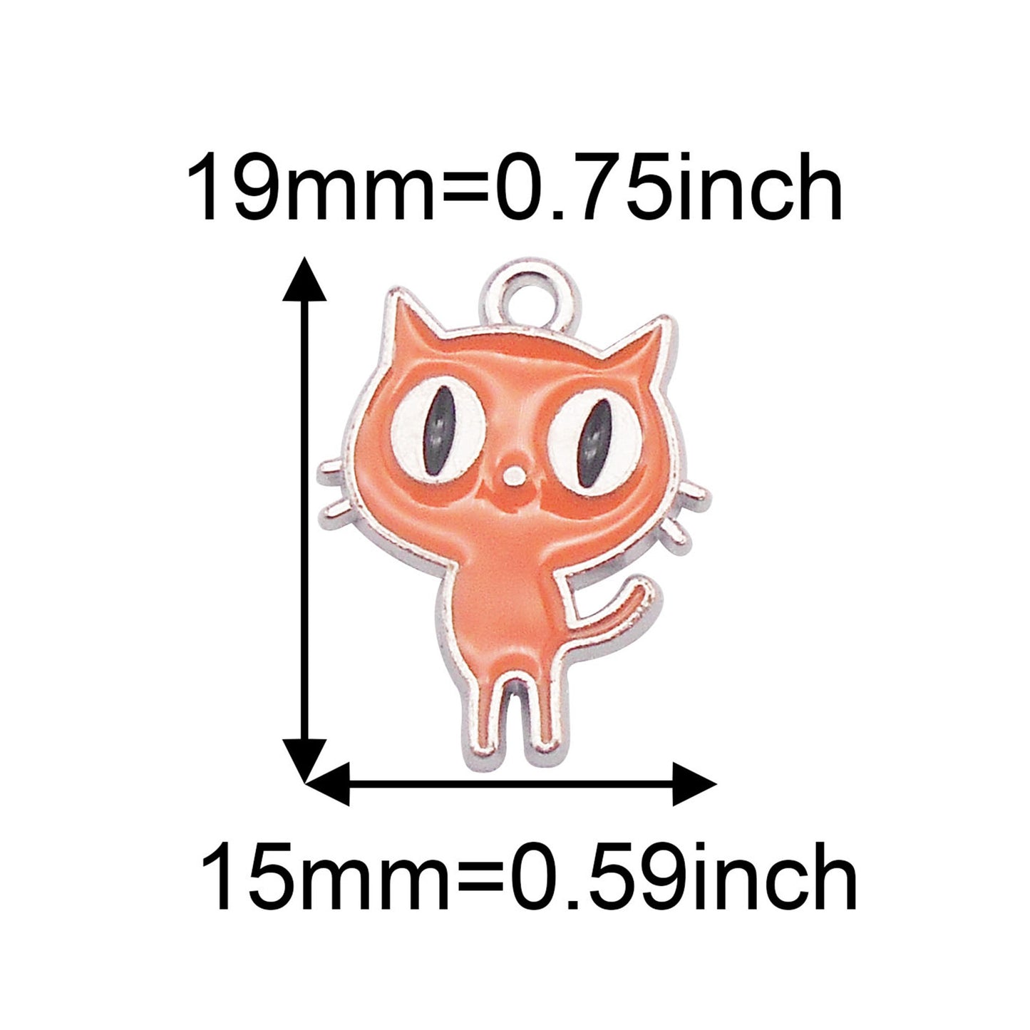 7pcs Cute Big Eye Kitty Enamel Charms 19x15mm Metal Halloween Cat Pendant for Necklace Jewelry Making, Phone Chain Keychain Crafts Decor