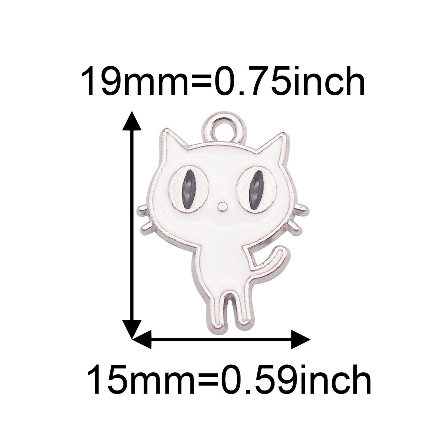 7pcs Cute Big Eye Kitty Enamel Charms 19x15mm Metal Halloween Cat Pendant for Necklace Jewelry Making, Phone Chain Keychain Crafts Decor