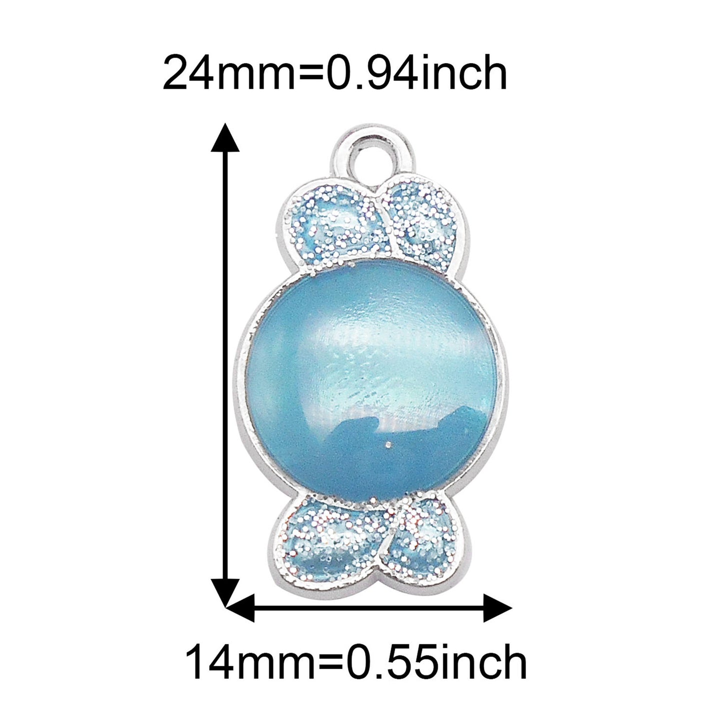 6Pcs Alloy Halloween Sweets Charm with Sparkling Glitter Decoration, 24x14mm Mirror Polish Design Candy Pendant for Jewelry Making DIY Crafts Decor