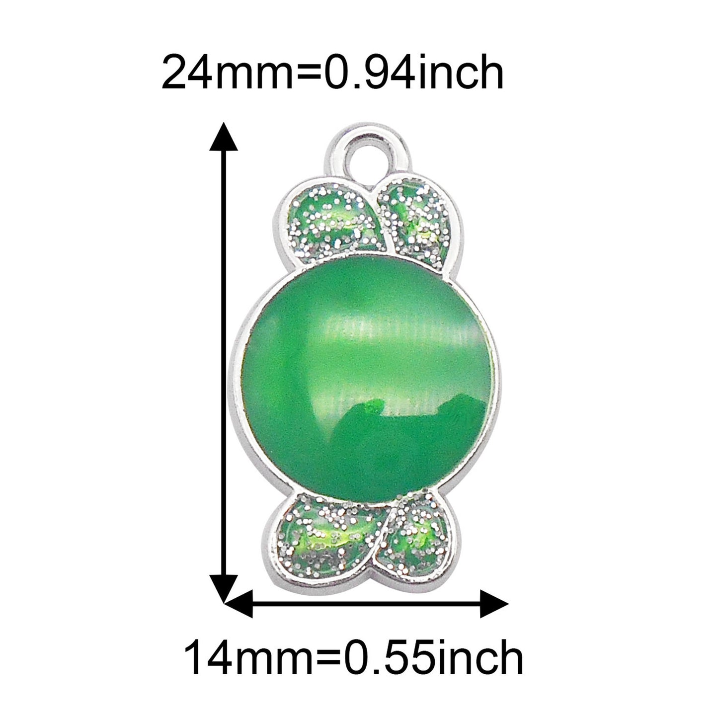 6Pcs Alloy Halloween Sweets Charm with Sparkling Glitter Decoration, 24x14mm Mirror Polish Design Candy Pendant for Jewelry Making DIY Crafts Decor