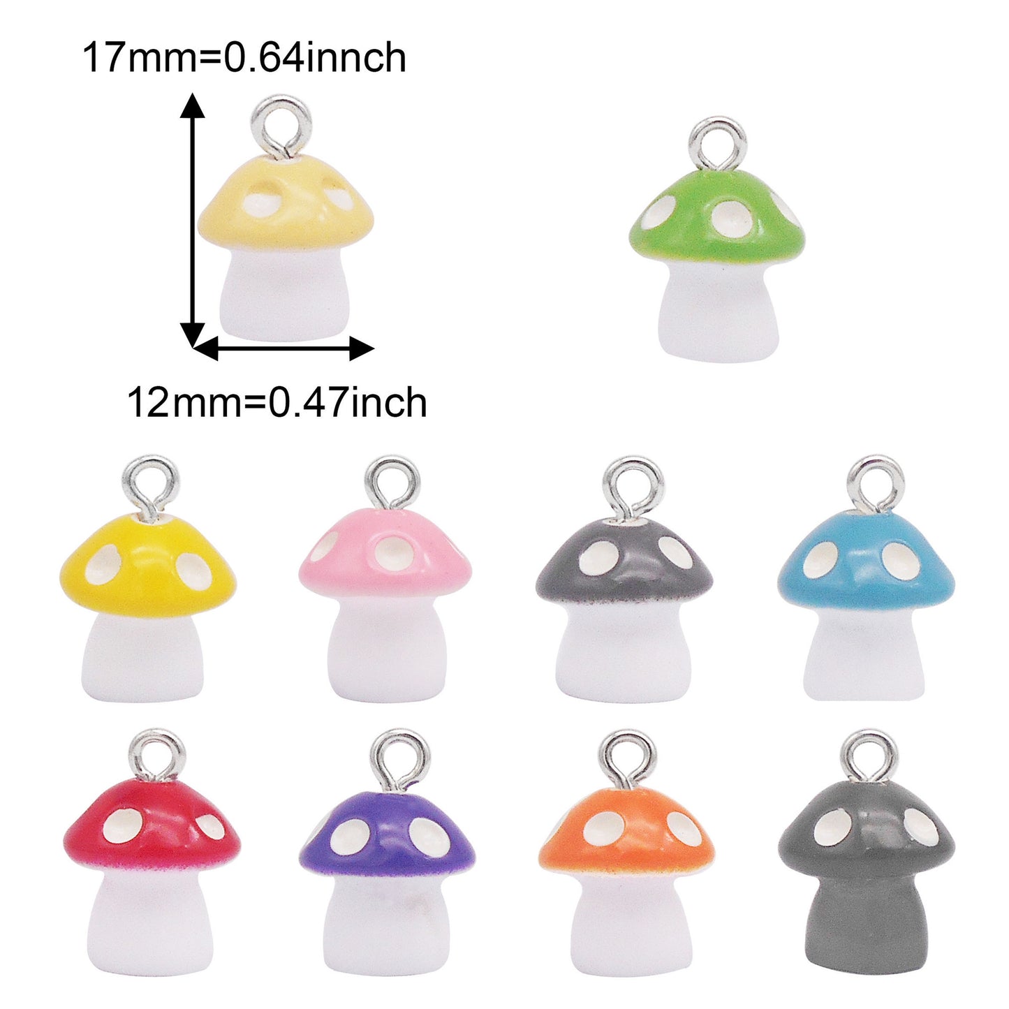 20pcs 3D Mushroom Charms 17x12mm Resin Pendant for Jewelry Earrings Making, DIY Crafts Supplies, Phone Chain Key Chain Decor