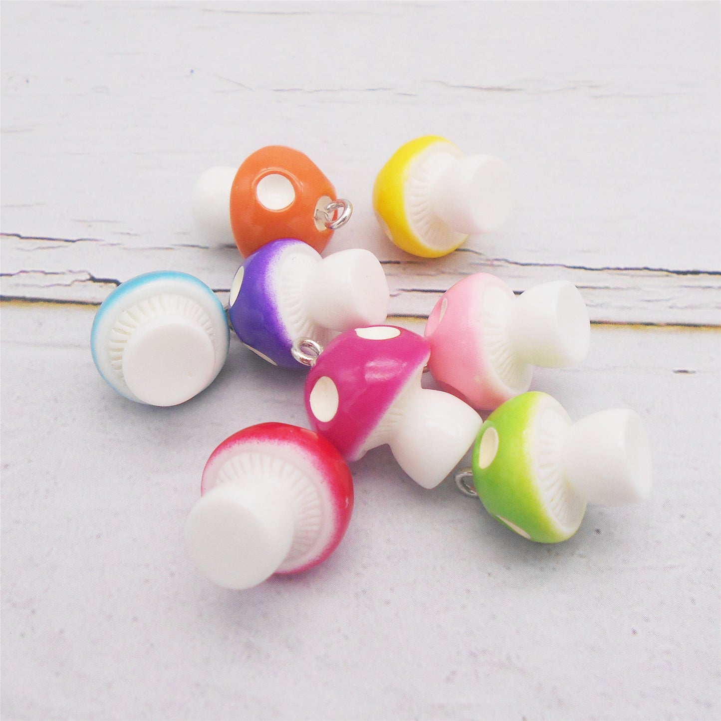 8Pcs 3D Mushroom Charms 20x15mm Resin Pendants for DIY Jewelry Making, Earrings Necklace Bracelet Craft Supplies, Keychain Dangle Decor
