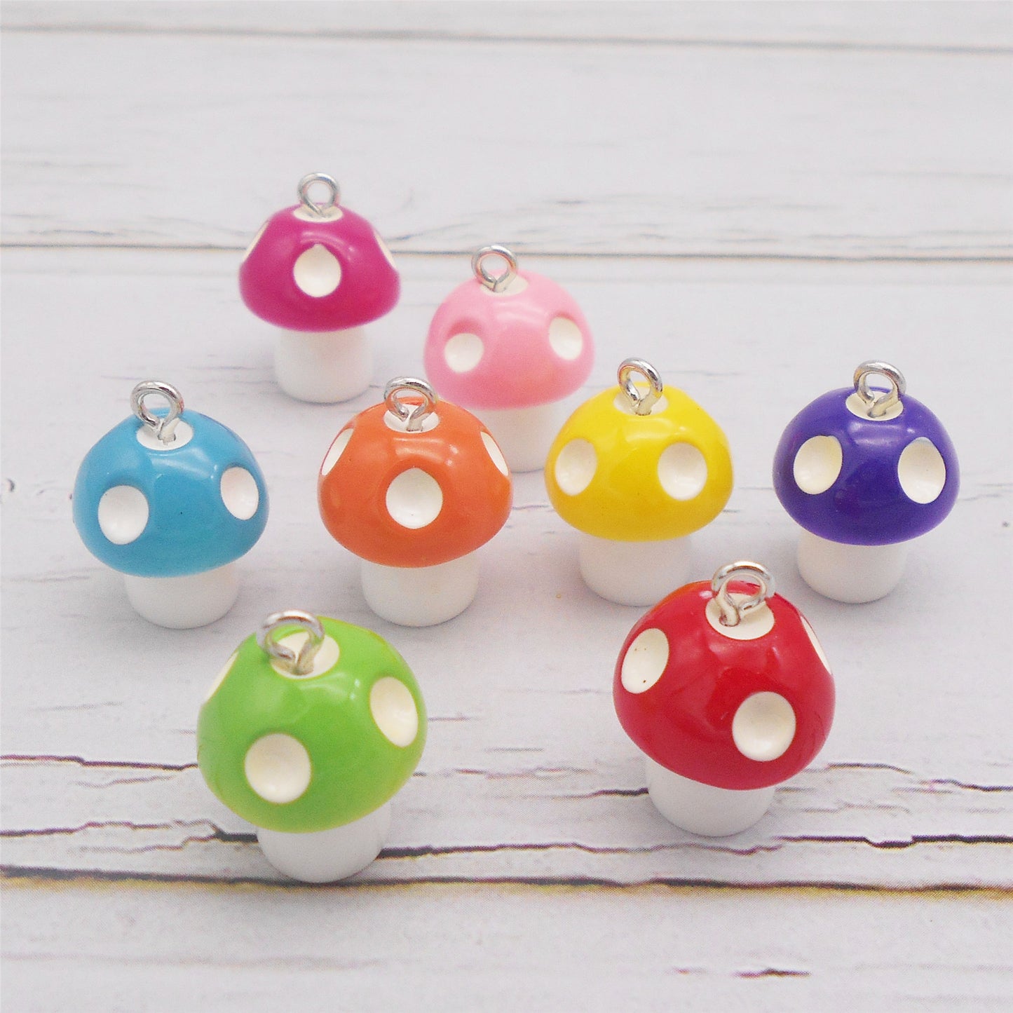 8Pcs 3D Mushroom Charms 20x15mm Resin Pendants for DIY Jewelry Making, Earrings Necklace Bracelet Craft Supplies, Keychain Dangle Decor