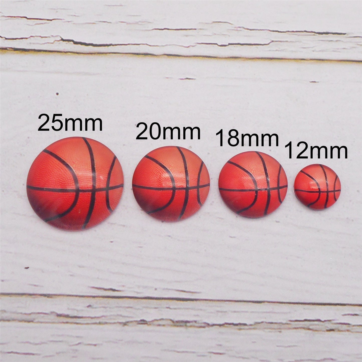 30Pcs Sport Ball Pattern Cabochons Glass Flat Embellishment Basketball Football Design for Jewelry Making DIY Crafts Decor 12/18/20/25mm