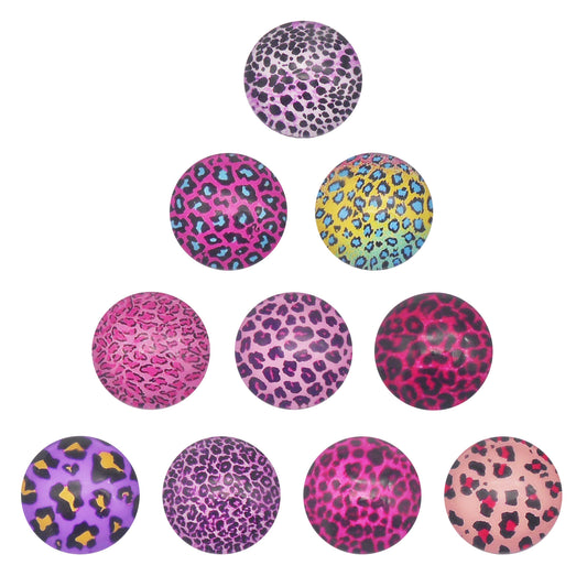 30Pcs Flat Back Leopard Spot Cabochon Round Glass Embellishment 12/18/20/25mm Time Gem Cabochons for Jewelry Decor, Crafts Supplies
