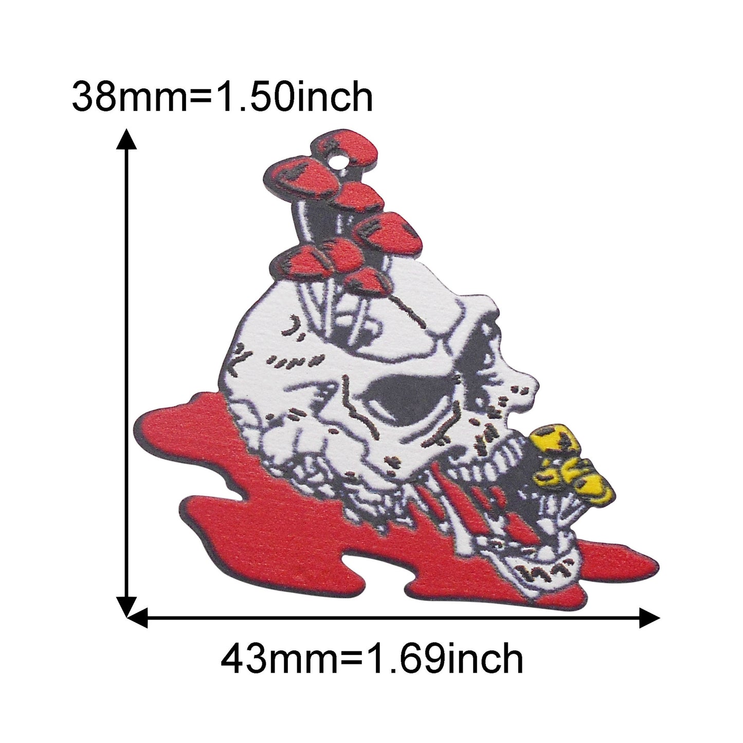6Pcs Wood Skull Charms 38x43mm Halloween Gothic Wooden Pendant Dangle for Jewelry Making DIY Crafts Decor