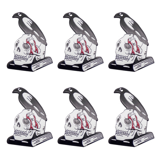 6PCS 43x31mm Acrylic Skull & Raven Pendant Charms for Halloween Theme Jewelry Making, DIY Crafts Supplies, Halloween Party Decoration
