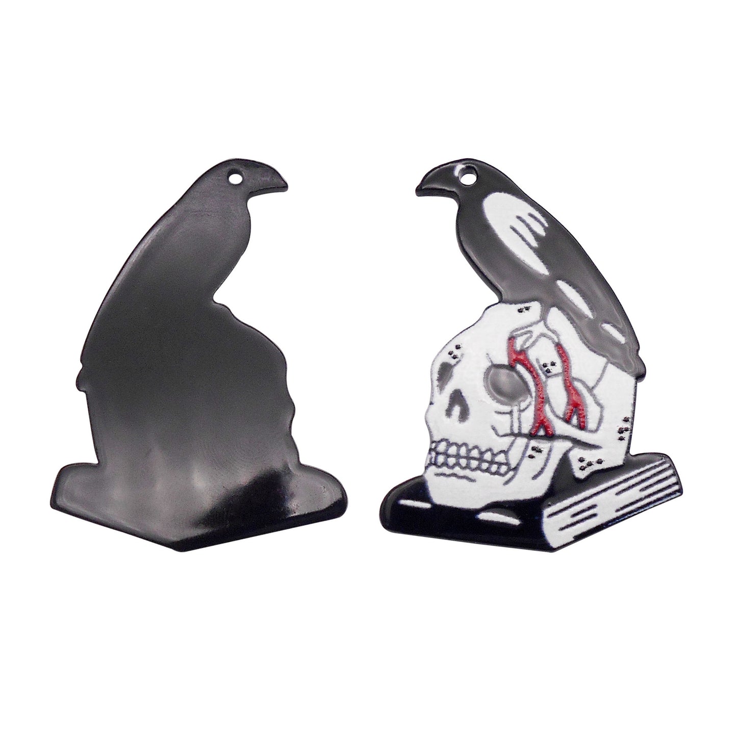 6PCS 43x31mm Acrylic Skull & Raven Pendant Charms for Halloween Theme Jewelry Making, DIY Crafts Supplies, Halloween Party Decoration