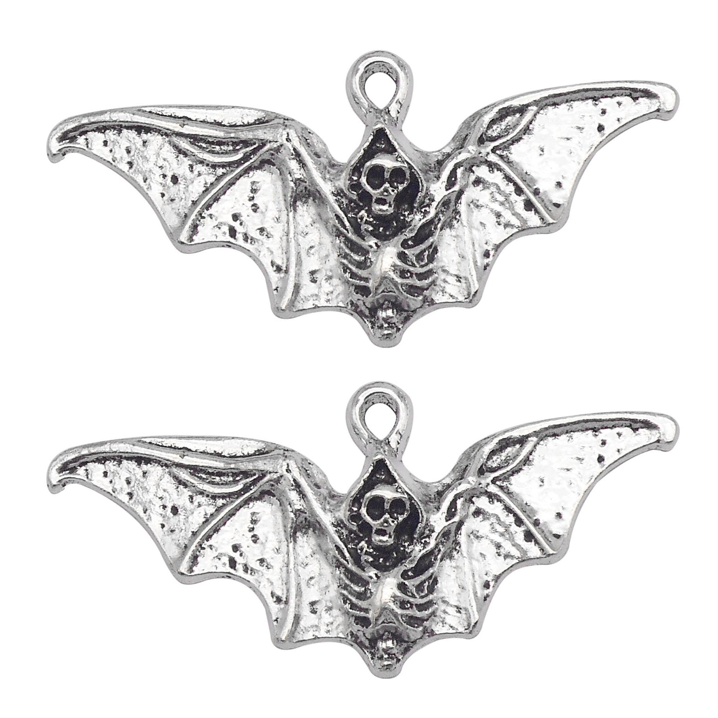 6PCS 23x49mm Antique Silver Skeleton Wing Charms Alloy The Reaper's Flight Pendant for Jewelry Necklace Bracelet Earrings Accessories Halloween Party Decoration Keychain Decor