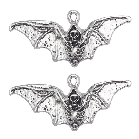 6PCS 23x49mm Antique Silver Skeleton Wing Charms Alloy The Reaper's Flight Pendant for Jewelry Necklace Bracelet Earrings Accessories Halloween Party Decoration Keychain Decor