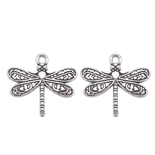 16PCS Alloy Dragonfly Charms Antique Silver Insect Pendant DIY Jewelry Necklace Earrings Bracelet Making Accessories Crafts Decoration 19.5x21mm