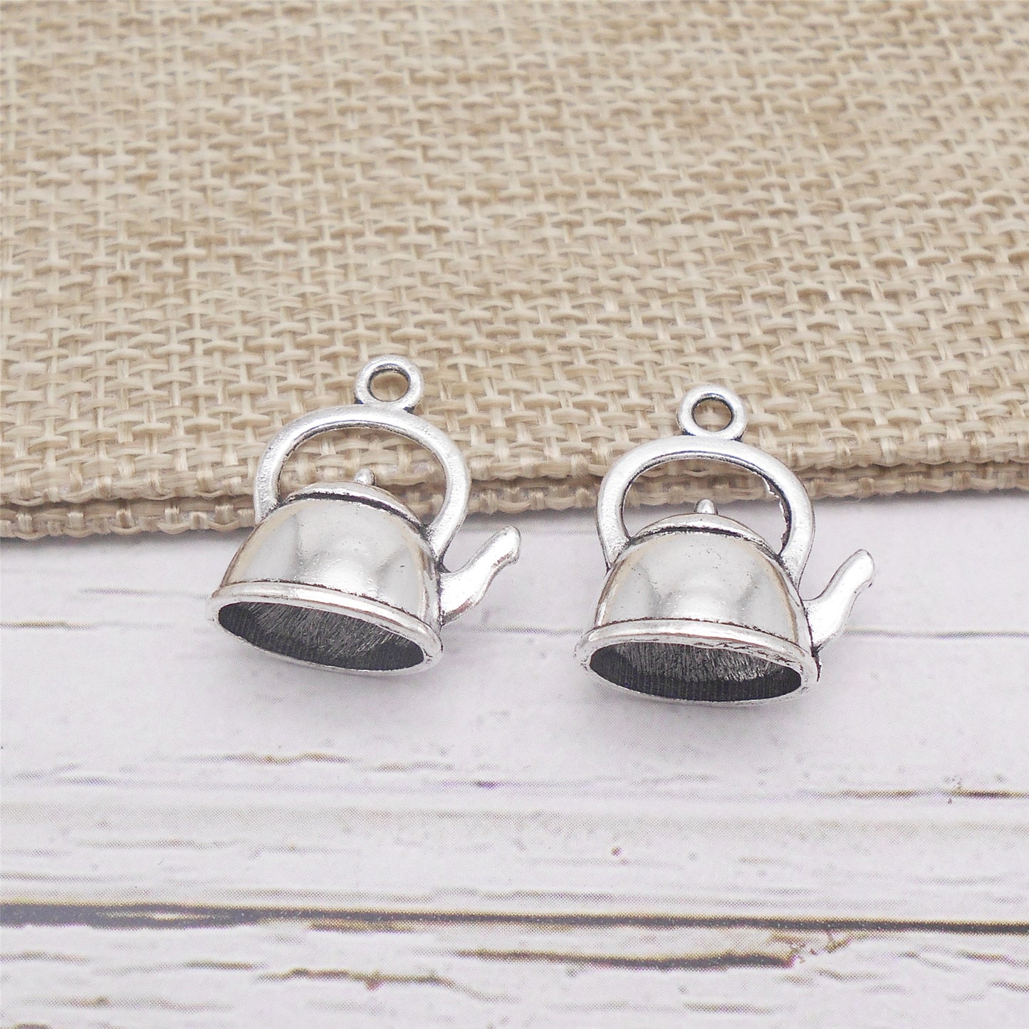 12PCS 19x16mm Retro Silver Kettle Charms 3D Alloy Teapot Pendant DIY Jewelry Accessories Necklace Bracelet Earrings Charm Pendant