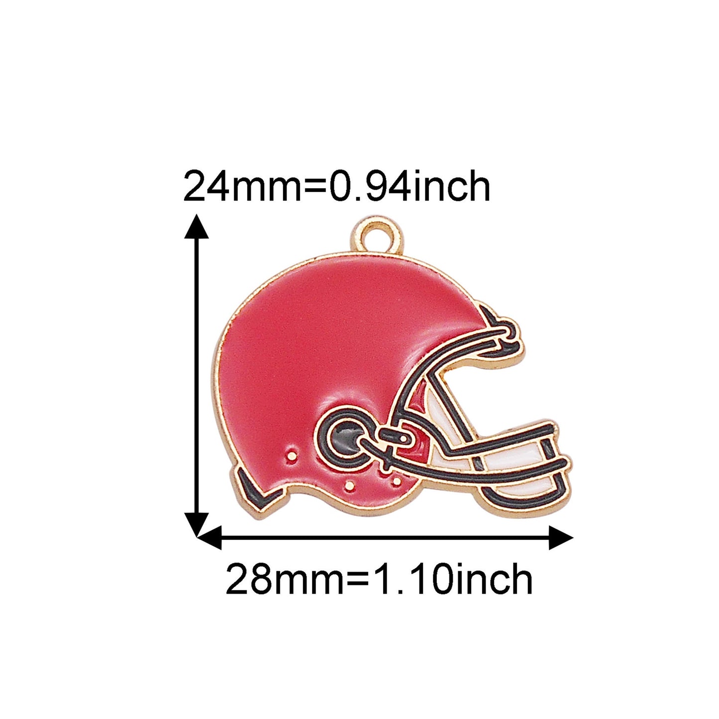 4PCS 28x24mm Alloy Rugby Helmet Charms Mini Enamel American Football Helmet Pendants for Earrings Jewelry Making Accessories DIY Crafts Decoration