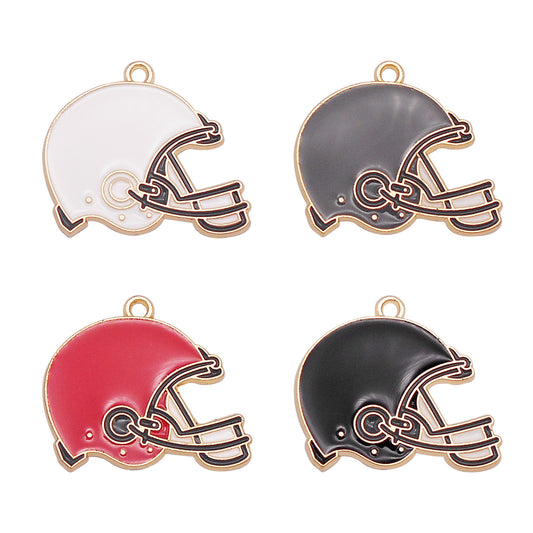 4PCS 28x24mm Alloy Rugby Helmet Charms Mini Enamel American Football Helmet Pendants for Earrings Jewelry Making Accessories DIY Crafts Decoration