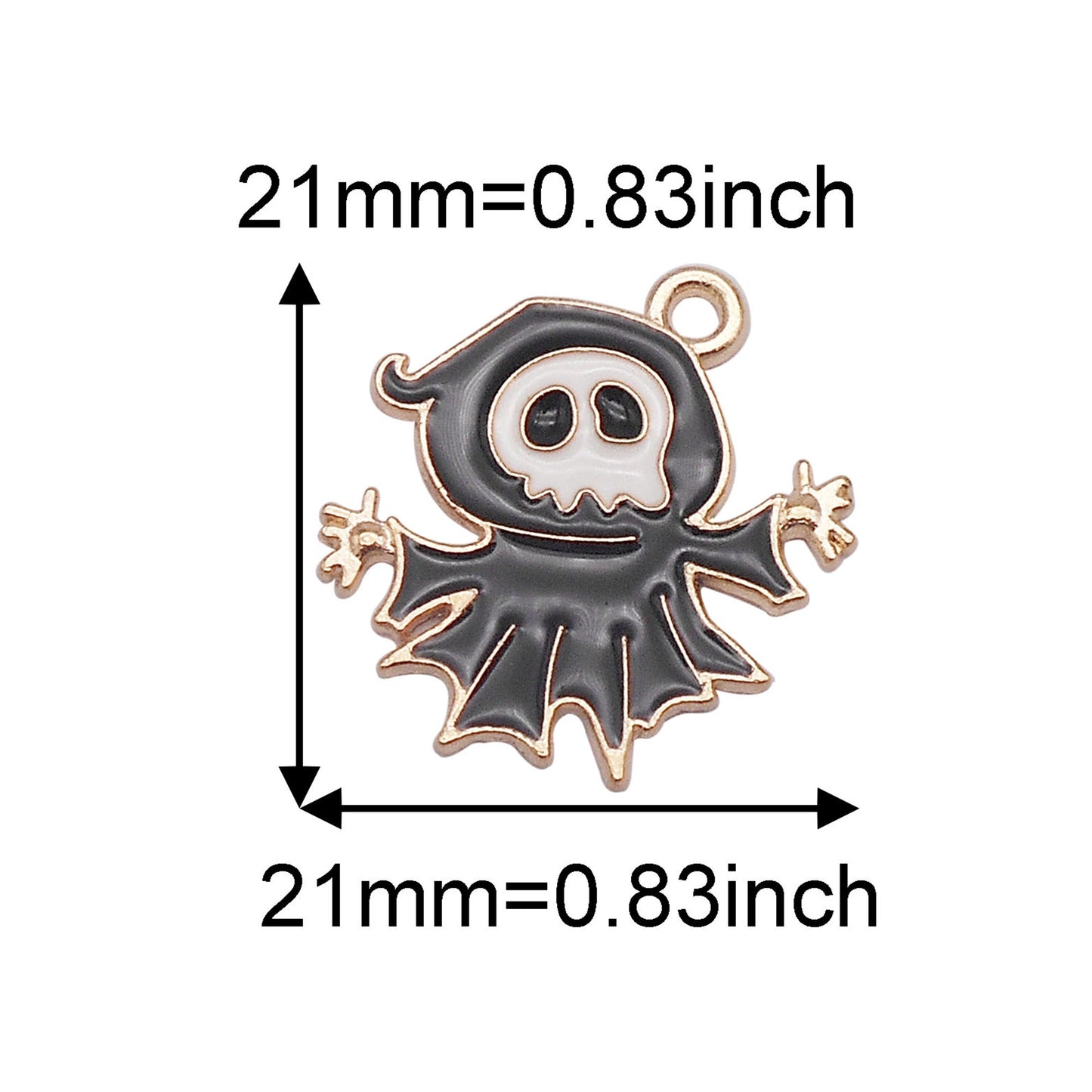 8PCS Halloween Flat Back Alloy Charms Enamel Demon Bat, Ghost, Eyeball, Raven, Burning Candle, Axe Pendant for DIY Jewelry Making Accessories Craft & Party Decor Keychain Dangle Findings