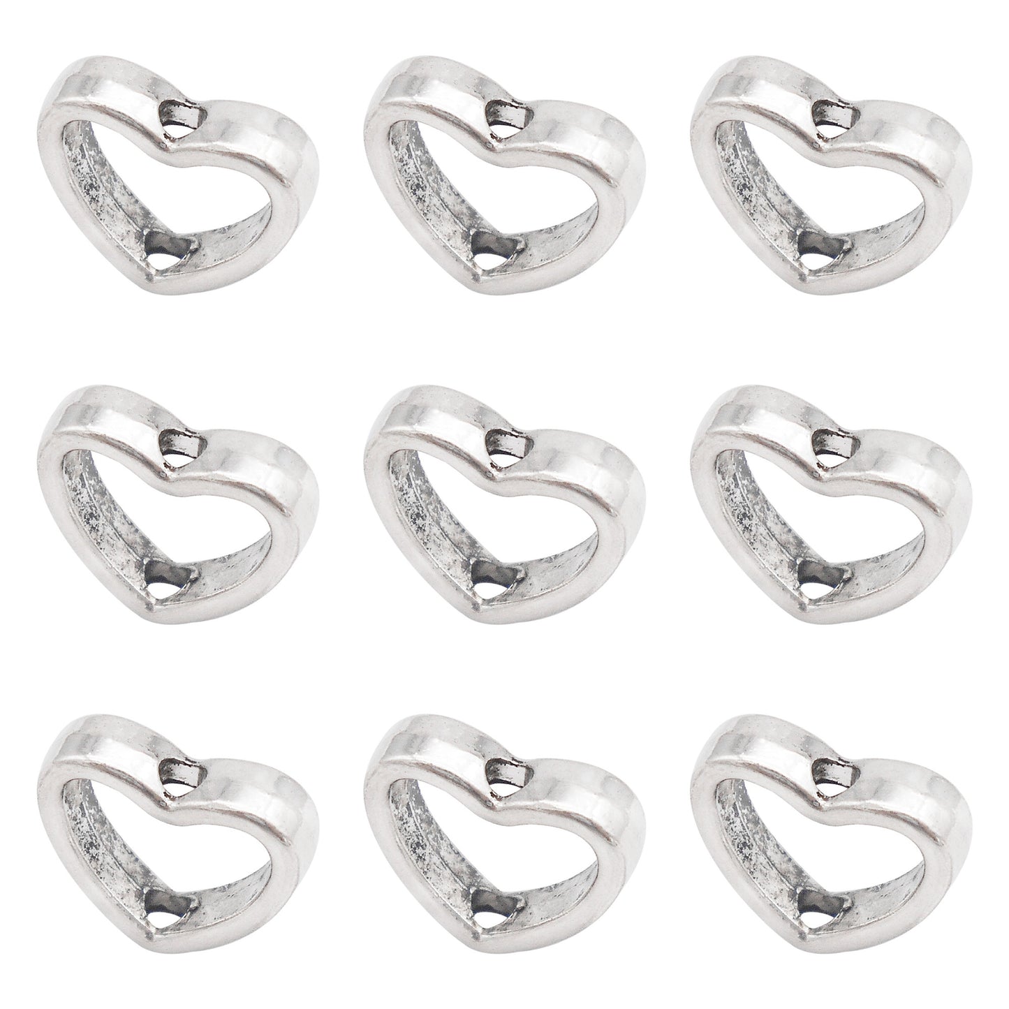 16PCS 10.5x11.5mm Tibetan Silver Love Heart Spacer Beads Hole Diameter 1mm Alloy Heart Bezel Frame Bead Holder-fits 6mm Ball Bead, for DIY Jewelry Accessories Personalized Necklace Bracelet Earrings Making
