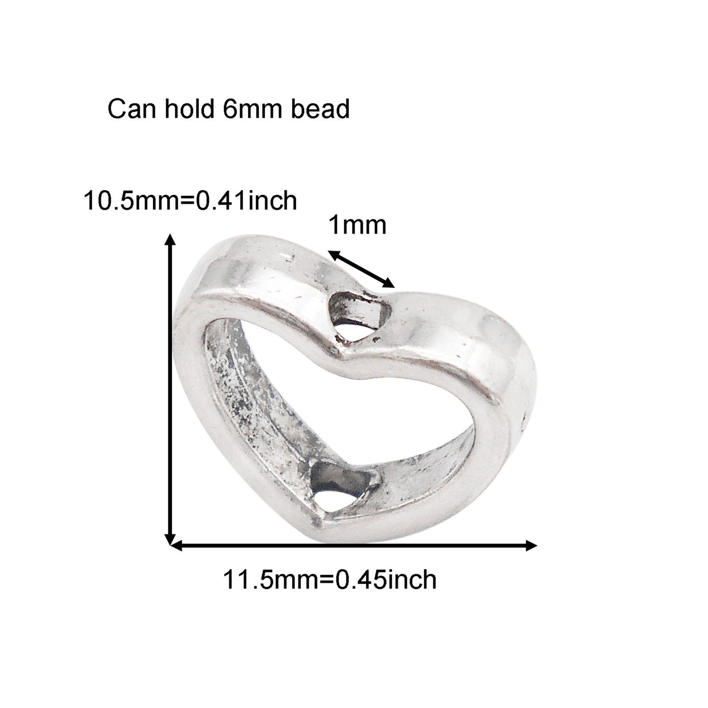 16PCS 10.5x11.5mm Tibetan Silver Love Heart Spacer Beads Hole Diameter 1mm Alloy Heart Bezel Frame Bead Holder-fits 6mm Ball Bead, for DIY Jewelry Accessories Personalized Necklace Bracelet Earrings Making