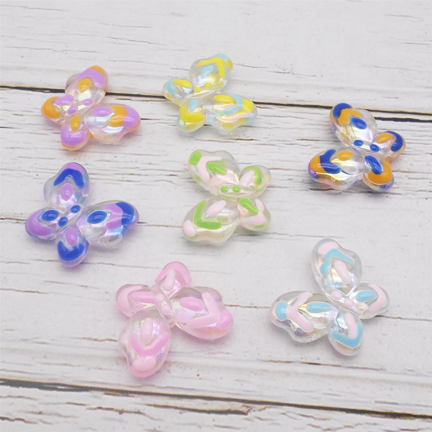 10PCS 18x21mm Cute Butterfly Shaped Beads Acrylic Painted Spacer Loose Beads DIY Necklace Bracelet Accessories Craft Decor Keychain Making Supplies