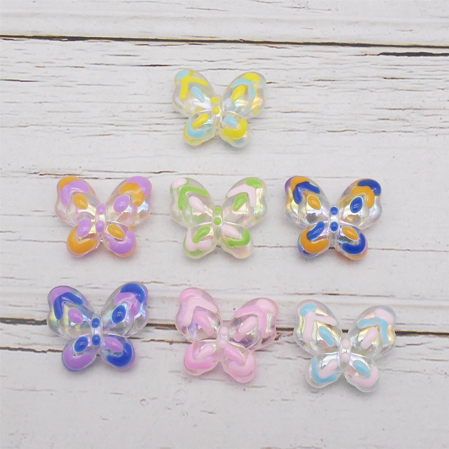 10PCS 18x21mm Cute Butterfly Shaped Beads Acrylic Painted Spacer Loose Beads DIY Necklace Bracelet Accessories Craft Decor Keychain Making Supplies
