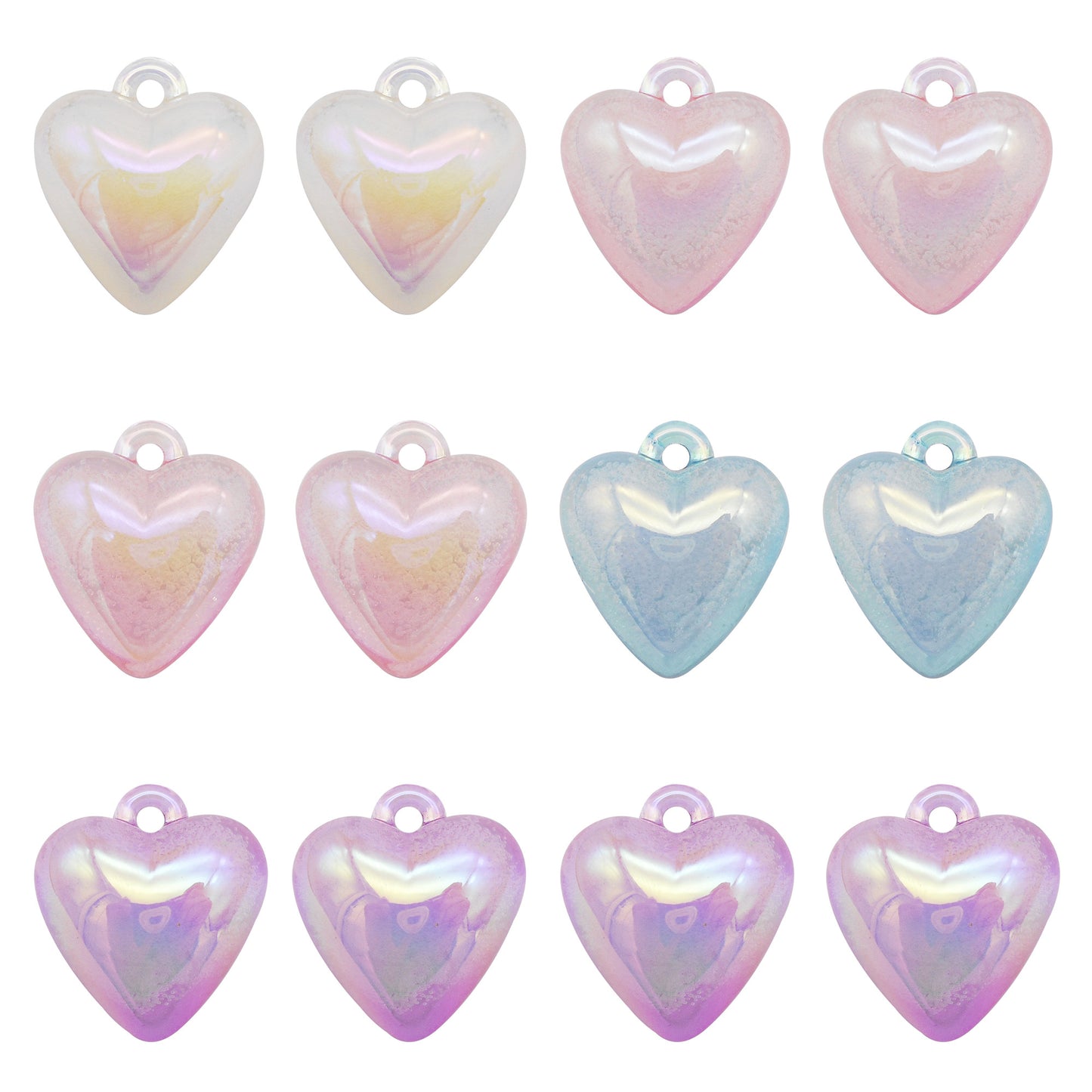 5PCS 33x30mm Sparkling Loving Heart Charms Acrylic Angel Heart Pendant for DIY Jewelry Necklace Making Accessories Earrings Crafts Decor