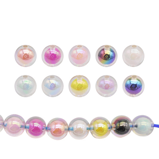 30PCS 16mm Ball Beads 2mm Hole Diameter Dazzling Color Spacer Loose Beads Acrylic Shell Solid Core Beads for Jewelry Making, DIY Necklace Bracelet Earrings Decor