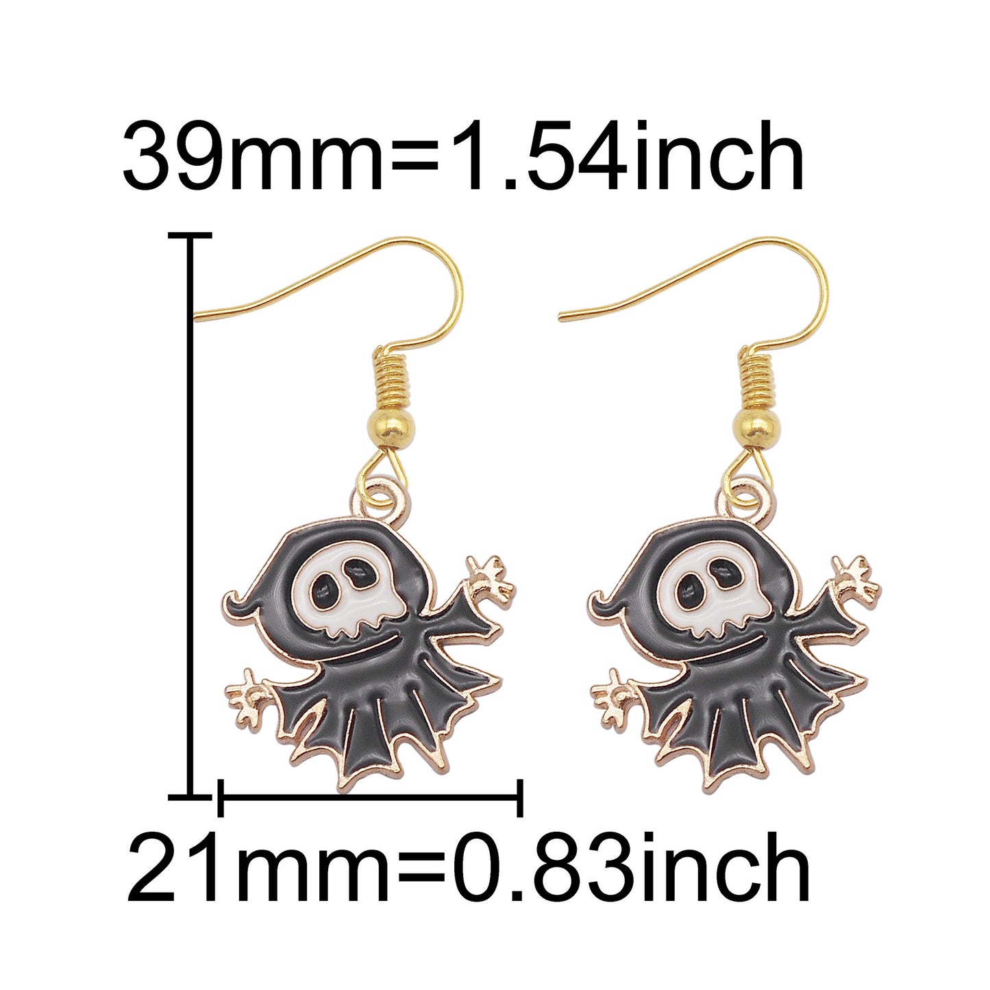 1 Pair Halloween Enamel Dangle Earrings Witch's Hat Eyeball Ghost Raven Designed, Alloy French Hook Earrings Hypoallergenic Women Ladies Earring Piercing Jewelry Festival Ear Decor