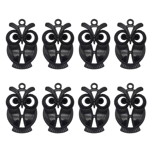8PCS Quality Plated Black Punk Hip-hop Charms Metal Owl, Smile Face, Dragon, Bat, Leopard & Dragon Head, Scorpion, Octopus Pendants DIY Jewelry Making Supplies Crafts Decor