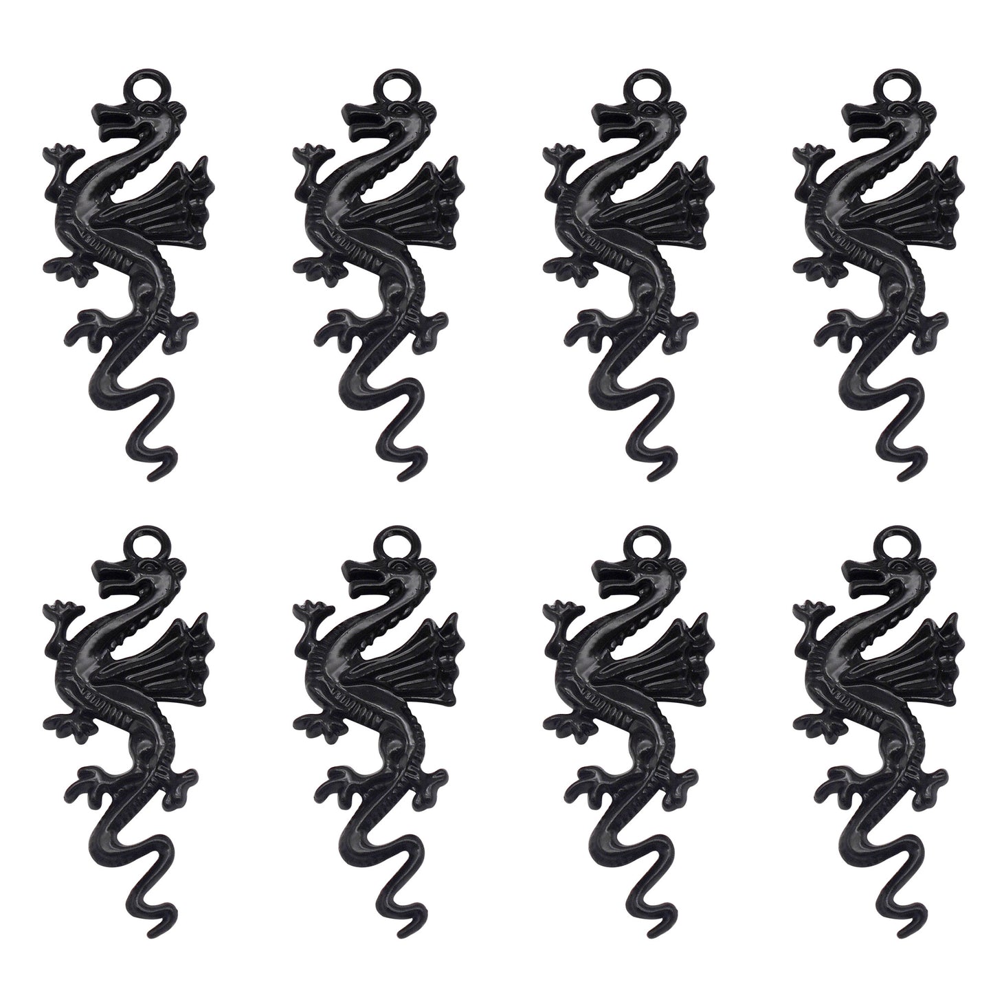 8PCS Quality Plated Black Punk Hip-hop Charms Metal Owl, Smile Face, Dragon, Bat, Leopard & Dragon Head, Scorpion, Octopus Pendants DIY Jewelry Making Supplies Crafts Decor