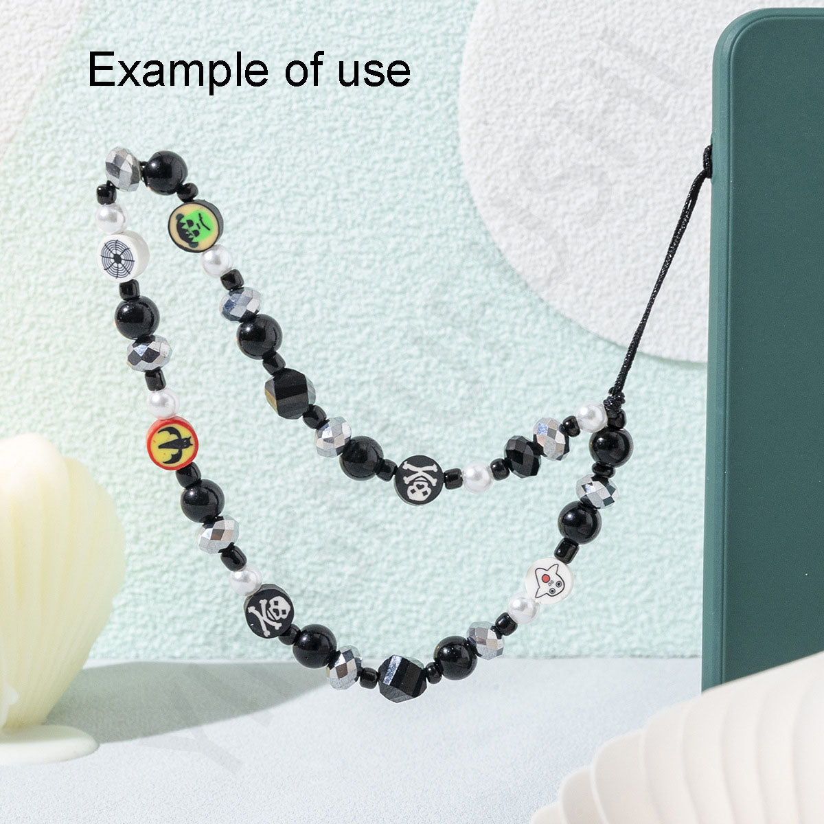 100Pcs 10mm Halloween Theme Polymer Clay Bead Hole Size 1mm Ghost Skeleton Pattern Spacer Beads for DIY Jewelry Necklace Bracelet Making Phone Chain Craft Decor