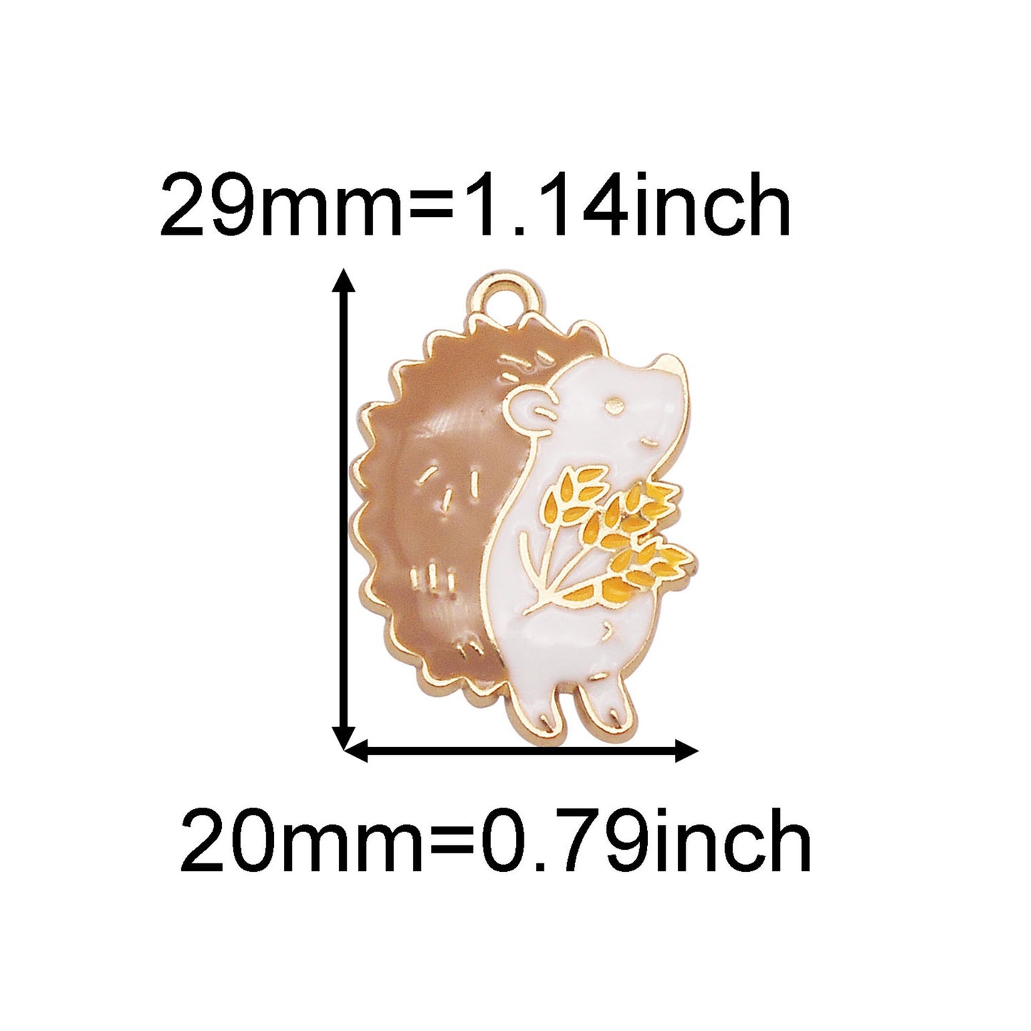 7Pcs Golden Bezel Autumn Hedgehogs Scarecrow Charms Fall-Themed Squirrel Maple Wheat Ear Pendants for DIY Jewelry Making Crafts Decor