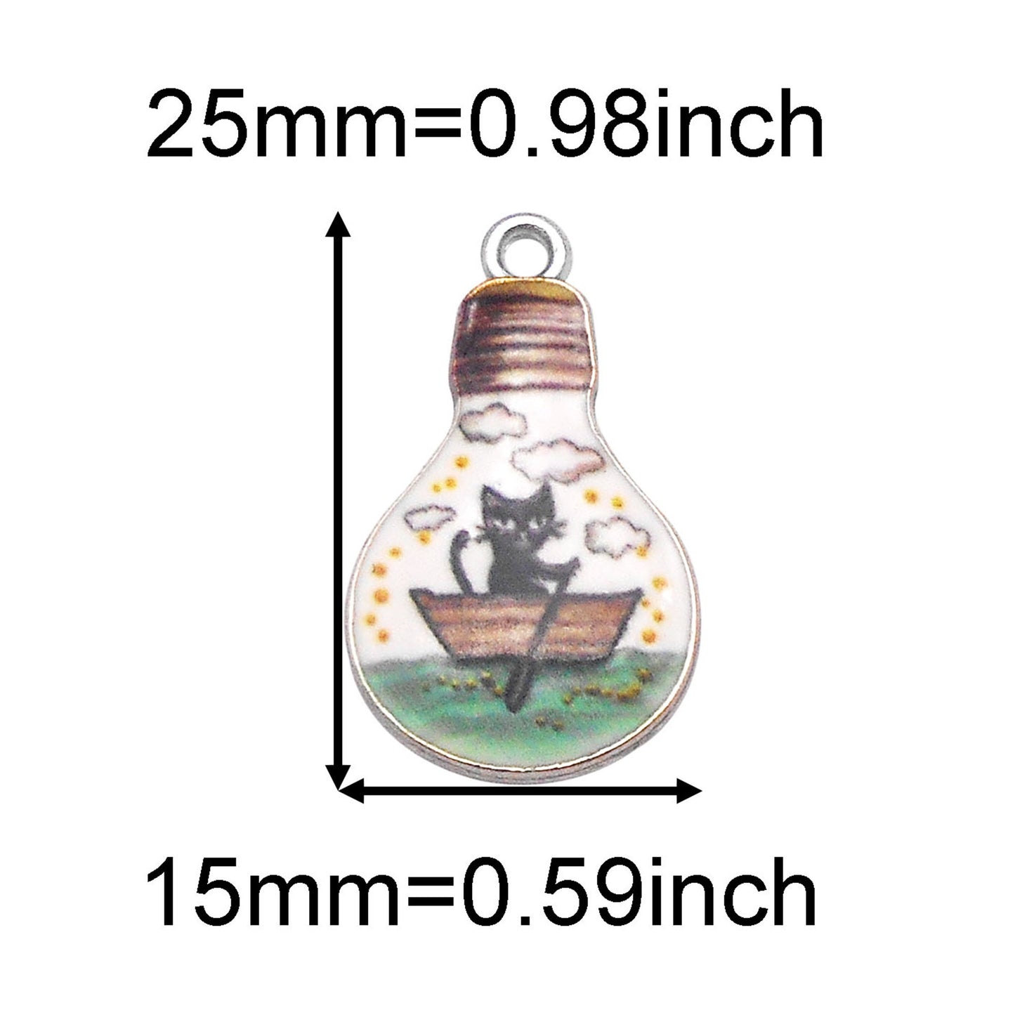 5Pcs 25x15mm Metal Bulb Pendants Cat, Fish, Skull Charm for DIY Jewelry Making Necklace Bracelet Earrings Findings Craft Decor Supplies