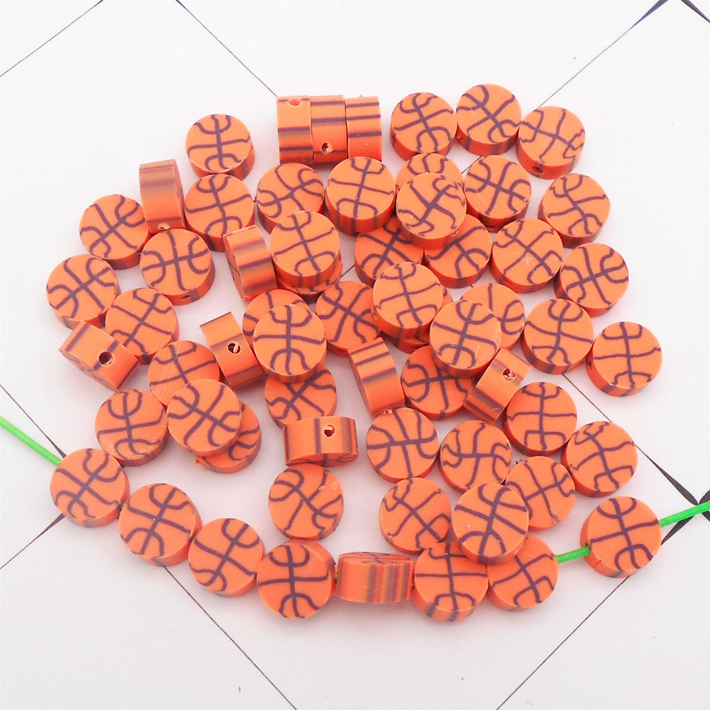 50Pcs 10mm Polymer Clay Beads Sport Ball Pattern Spacer Beads DIY Jewelry Making Accessories Phone Chain Crafts Decor