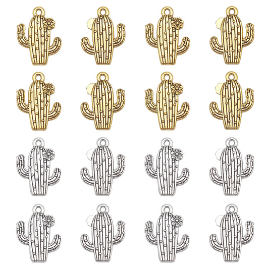 16Pcs 20x15mm Cactus Charms Retro Alloy Desert Plant Pendants DIY Jewelry Making Accessories Keychain Crafts Decor