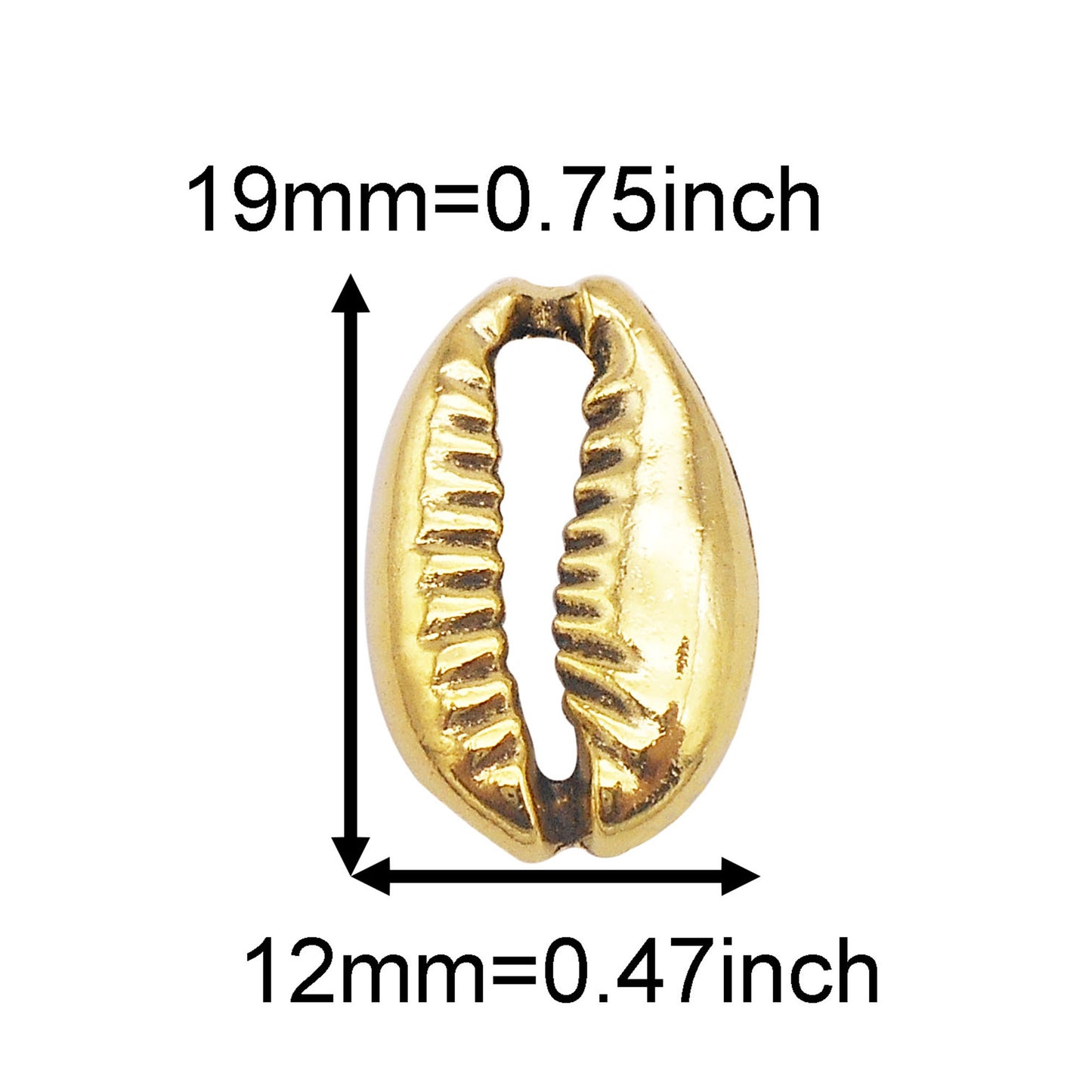 20Pcs 19x12mm Metal Seashell Sliced Charms Retro Gold Cowrie Shell Pendants Alloy Jewelry Accessories for Anklet Making, DIY Crafts Decor