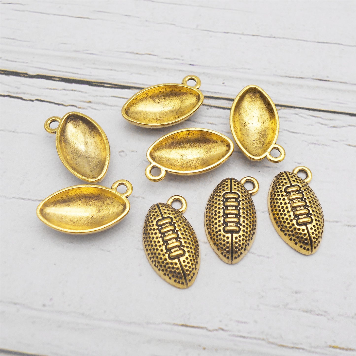 30Pcs 18x10mm Retro Gold American Football Charms Metal Sport Ball Designed for Pendant Jewelry Making, DIY Crafts Decoration