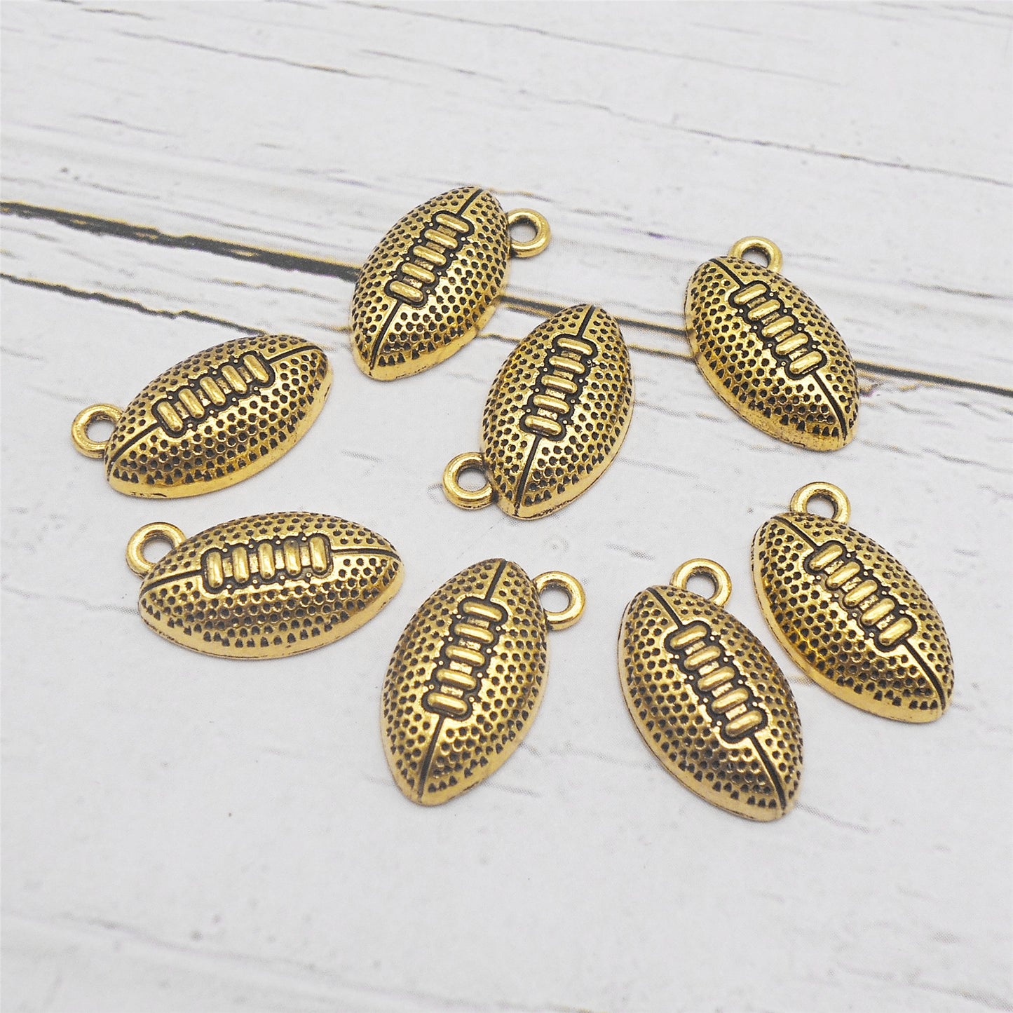 30Pcs 18x10mm Retro Gold American Football Charms Metal Sport Ball Designed for Pendant Jewelry Making, DIY Crafts Decoration