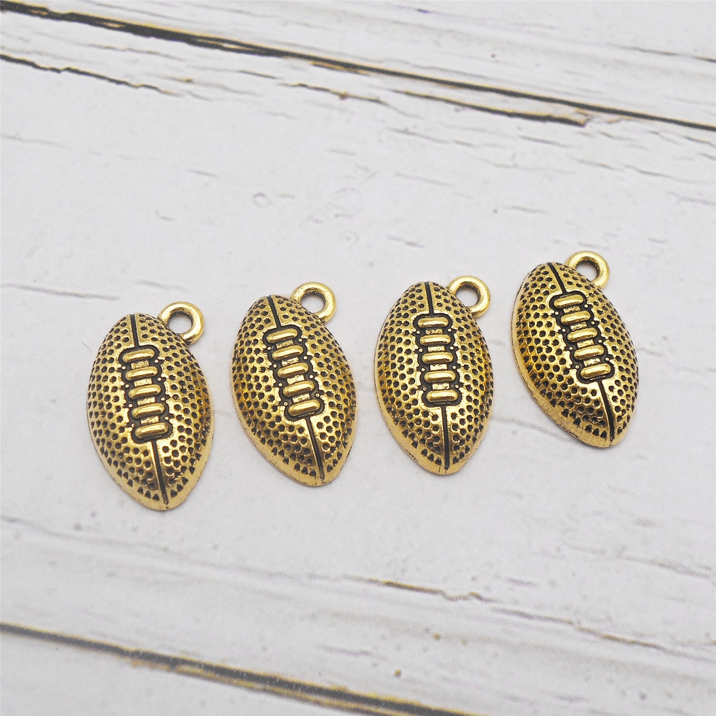 30Pcs 18x10mm Retro Gold American Football Charms Metal Sport Ball Designed for Pendant Jewelry Making, DIY Crafts Decoration
