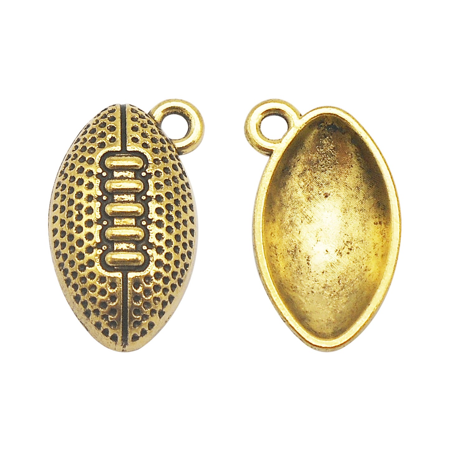 30Pcs 18x10mm Retro Gold American Football Charms Metal Sport Ball Designed for Pendant Jewelry Making, DIY Crafts Decoration