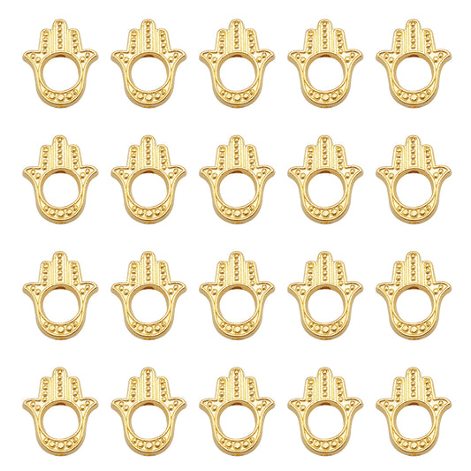 20Pcs 15x13mm Vintage Alloy Jewelry Findings – Palm Charm Connector with Small Hole for Gem Beads Setting, DIY Crafts Decor