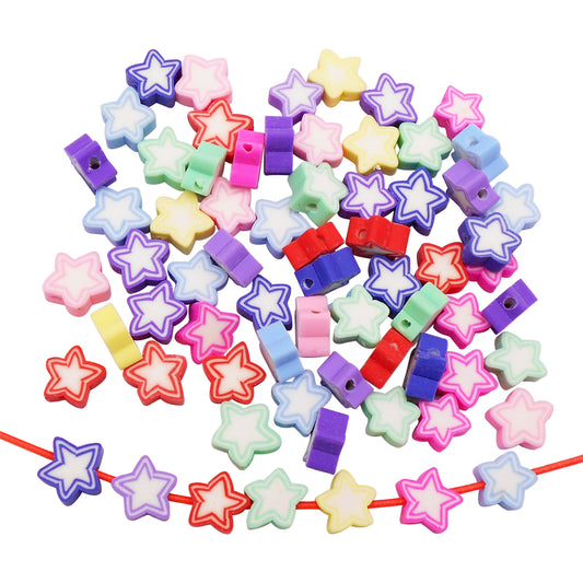 50Pcs 9mm Colorful Star Pentagram Beads Polymer Clay Spacer Beads for DIY Jewelry Making Phone Chain Crafts Decor