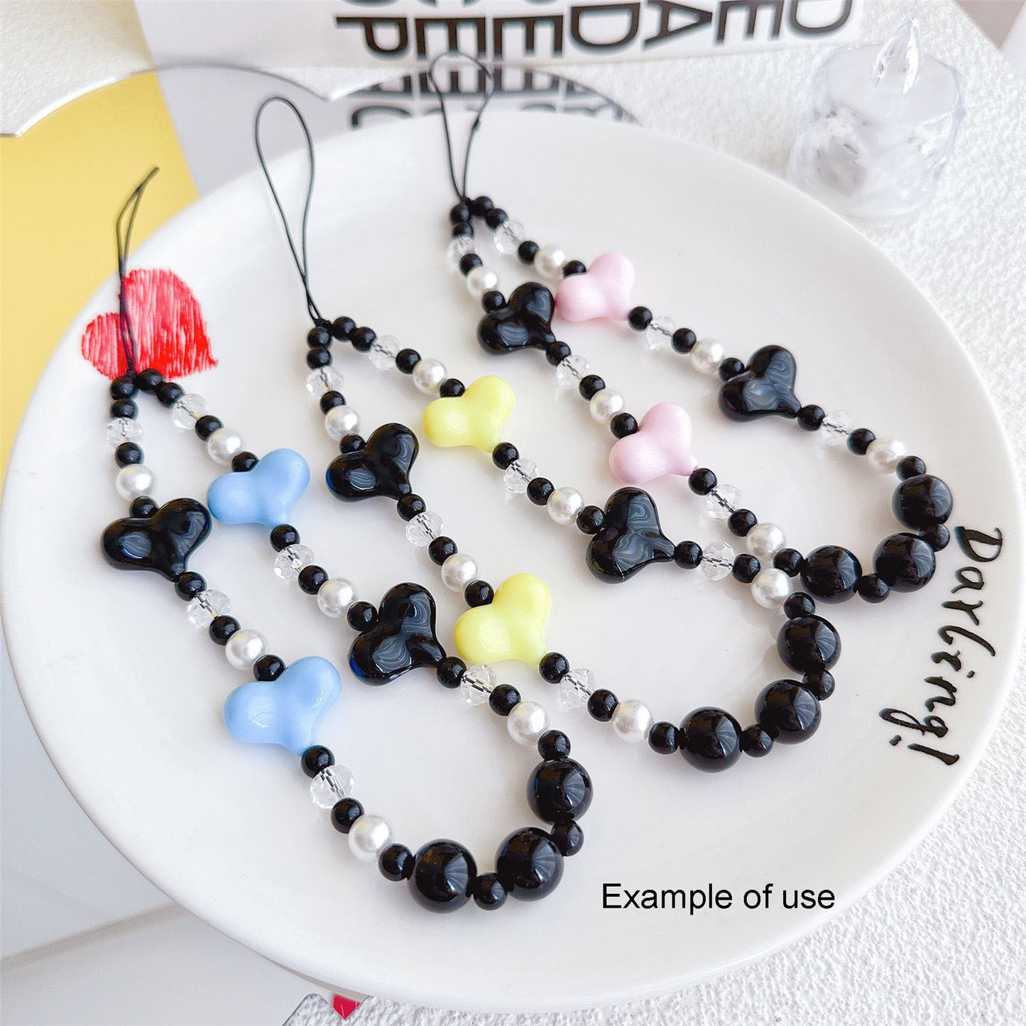 20Pcs 21.5x16.5mm Heart Shaped Beads Black Plastic Spacer Beads for Necklace Bracelet Earrings Making DIY Crafts Decor