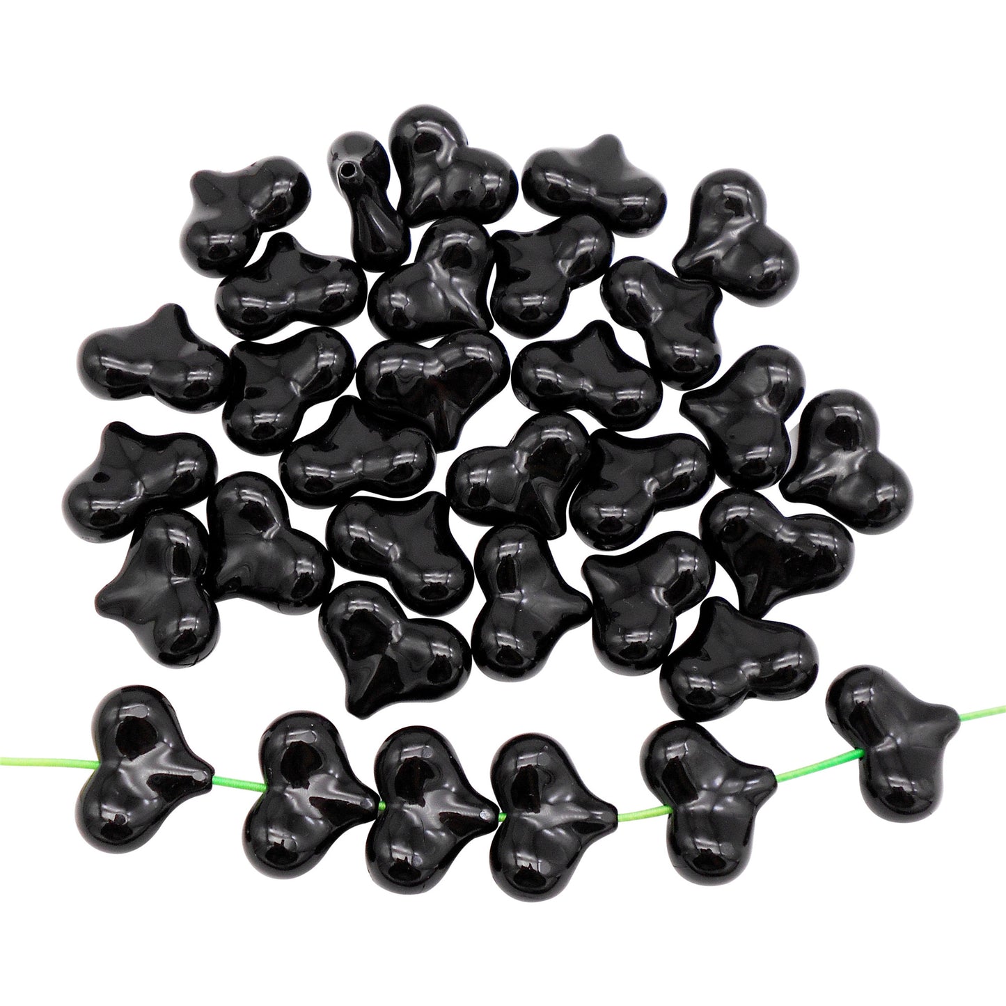 20Pcs 21.5x16.5mm Heart Shaped Beads Black Plastic Spacer Beads for Necklace Bracelet Earrings Making DIY Crafts Decor