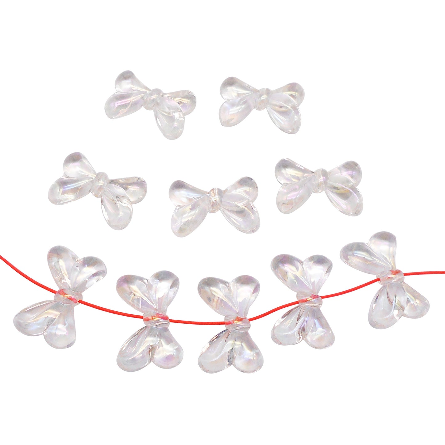 10Pcs 35.5x23mm Bowknot Shaped Beads Transparent Plastic Spacer Beads for DIY Jewelry Making Phone Chain Crafts Decor