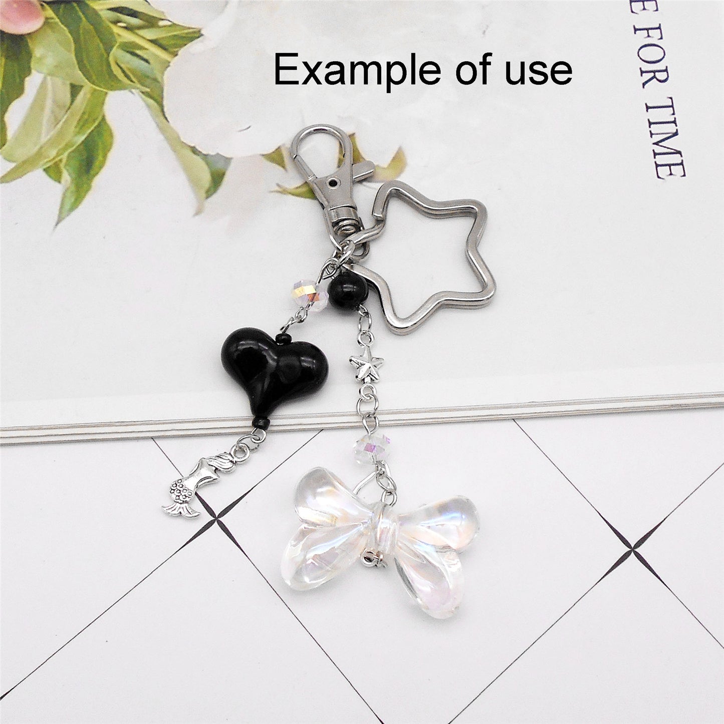 10Pcs 35.5x23mm Bowknot Shaped Beads Transparent Plastic Spacer Beads for DIY Jewelry Making Phone Chain Crafts Decor