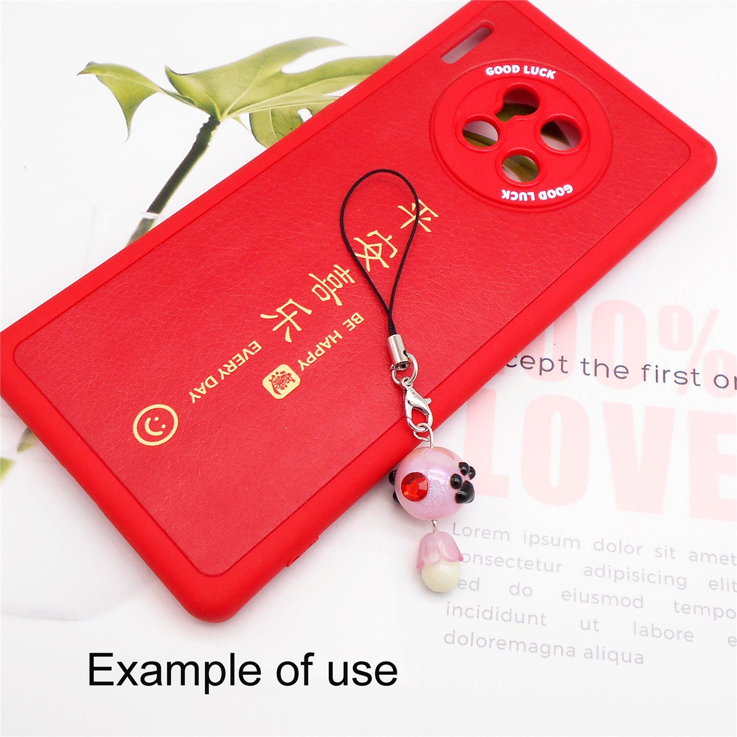 10Pcs Hand-Painted Round Beads Kit - Black Paw Print Designed with Red Rhinestones - Acrylic Spacer Beads & Crystal Accents for Jewelry Making Car Charm Accessories