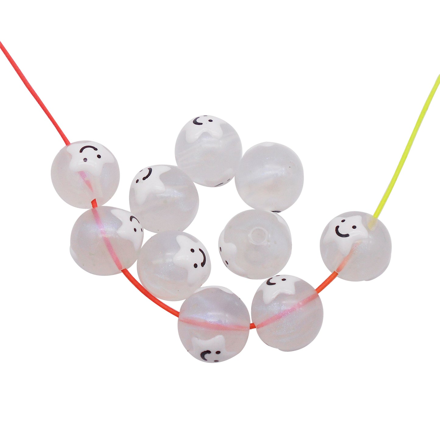 10Pcs 16mm Glow in Dark Beads Hand-Painted Plastic Spacer Beads for Bracelet Necklace Making DIY Phone Chain Crafts Decor