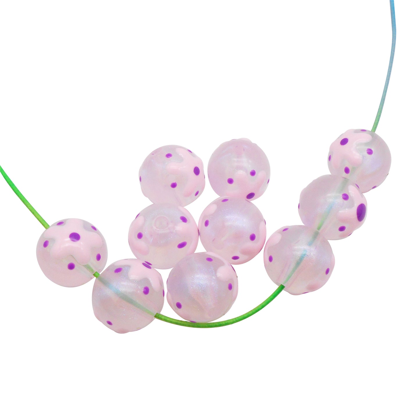 10Pcs 16mm Glow in Dark Beads Hand-Painted Plastic Spacer Beads for Bracelet Necklace Making DIY Phone Chain Crafts Decor