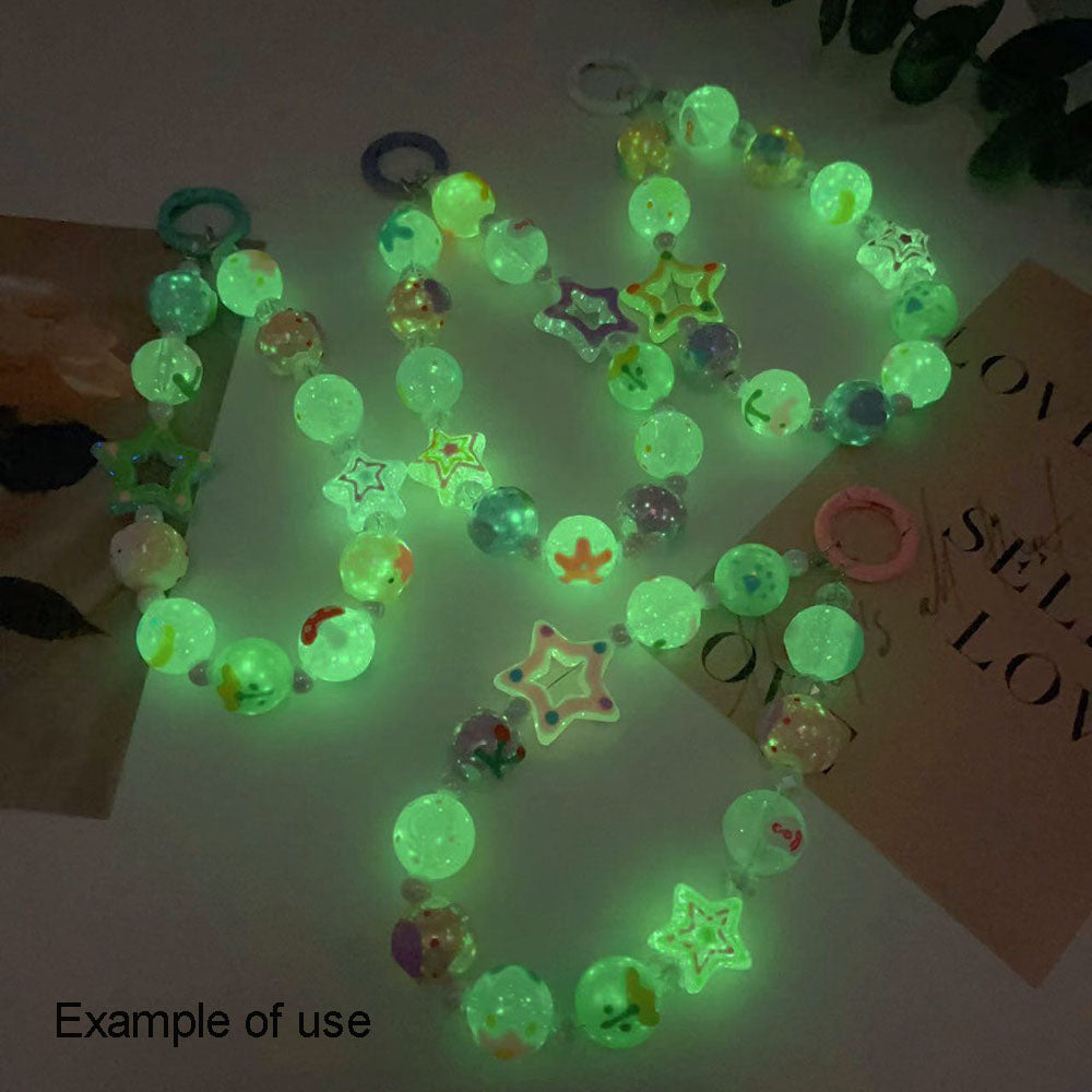 10Pcs 16mm Glow in Dark Beads Hand-Painted Plastic Spacer Beads for Bracelet Necklace Making DIY Phone Chain Crafts Decor